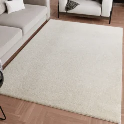 Kurzflorteppich Creme Weiß