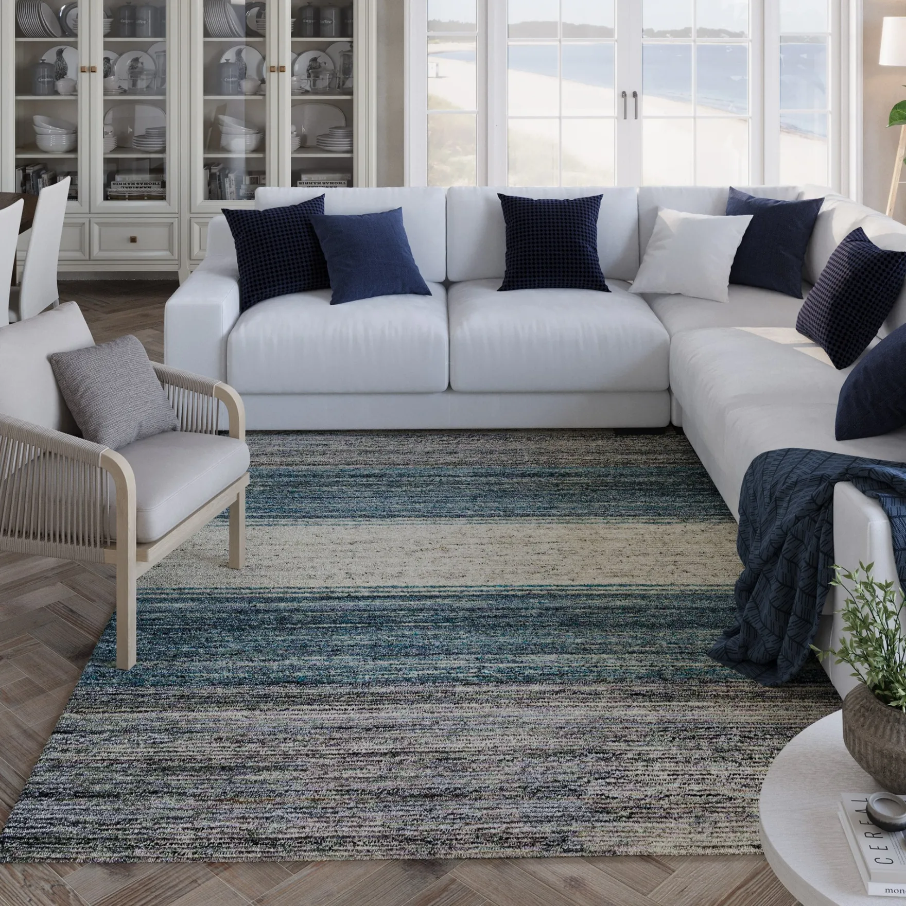 Kurzflor Teppich Grau Blau meliert "Hamptons TWENTYFOUR" WECONhome