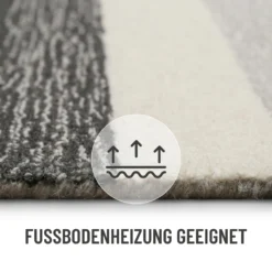 Kurzflorteppich Grau Multi aus Schurwolle 