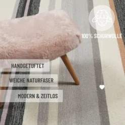 Kurzflorteppich Grau Multi aus Schurwolle 