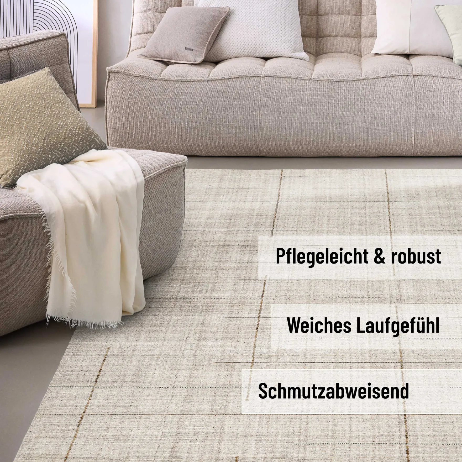 Kurzflor Teppich Greige "Milly" WECONhome