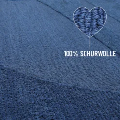 Kurzflorteppich Kobalt Blau aus Schurwolle 