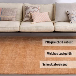 Kurzflor Teppich Kupfer Braun