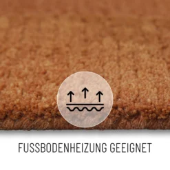 Kurzflorteppich Lehm Braun Weiß aus Schurwolle 