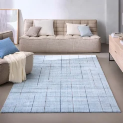 Kurzflor Teppich Licht Blau 
