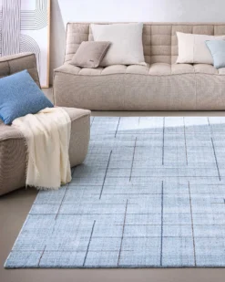 Kurzflor Teppich Licht Blau 