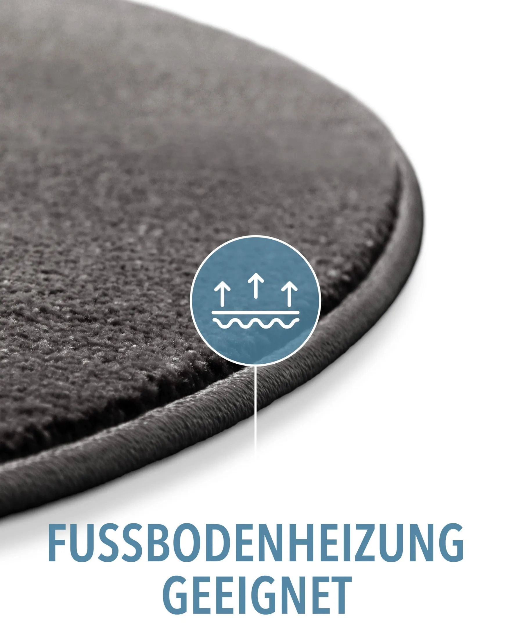Kurzflorteppich Rund Anthrazit Grau "Montepulciano" Homie Living