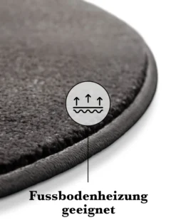Kurzflorteppich Rund Anthrazit grau