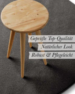 Kurzflorteppich Rund Anthrazit grau