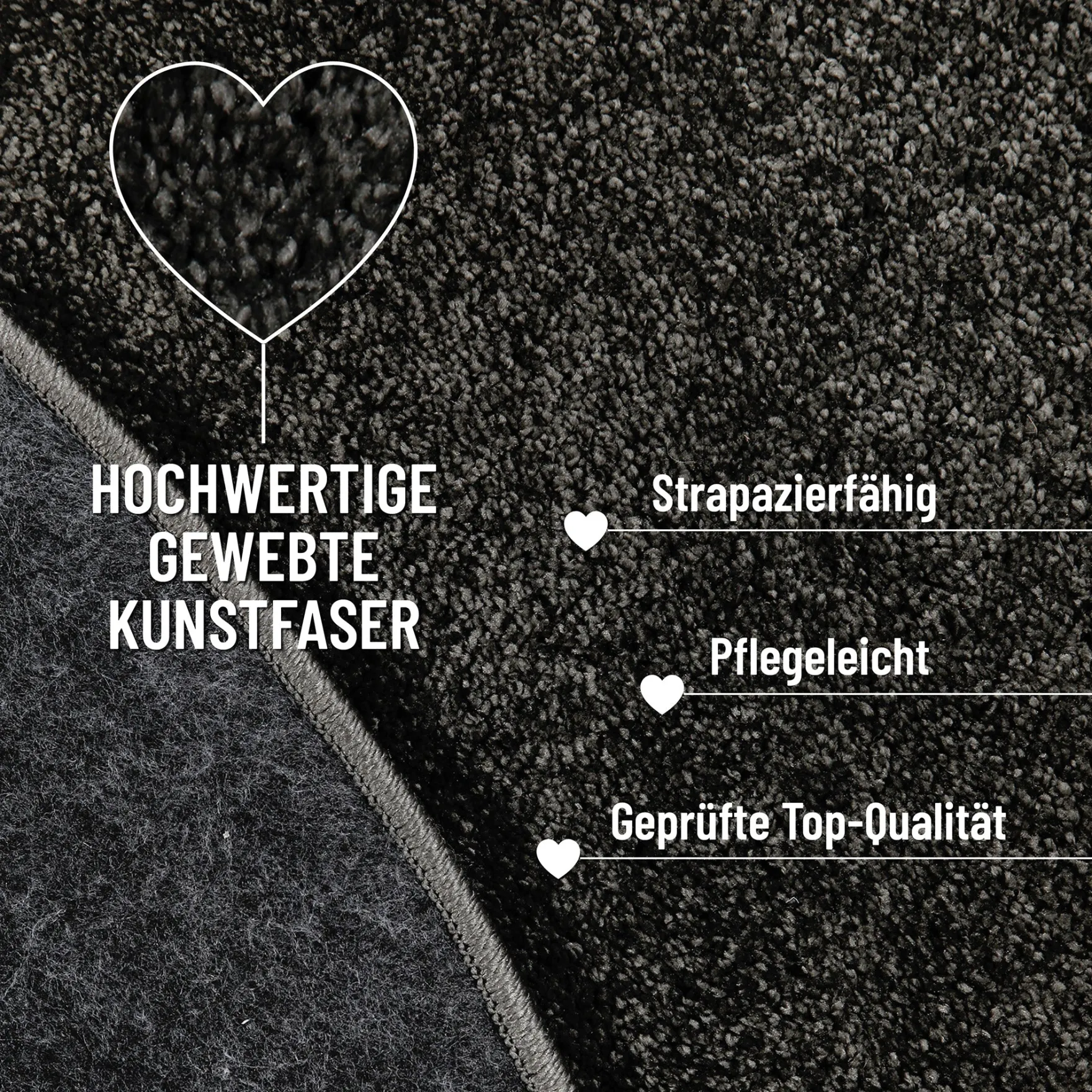 Kurzflorteppich Rund Anthrazit "Manta" Homie Living