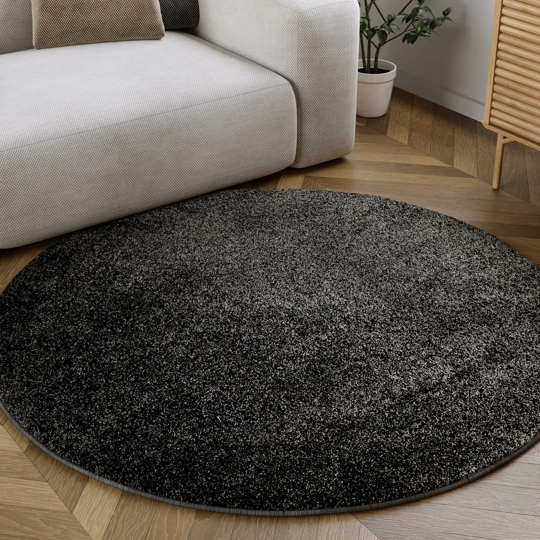 Kurzflorteppich Rund Anthrazit "Manta" Homie Living