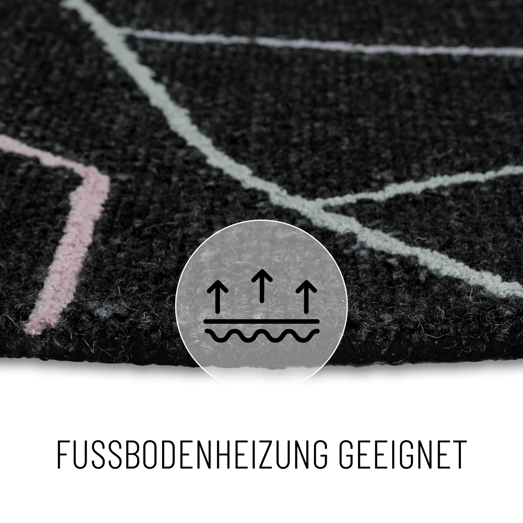 Kurzflorteppich Rund Anthrazit aus Schurwolle "Nox" WECONhome