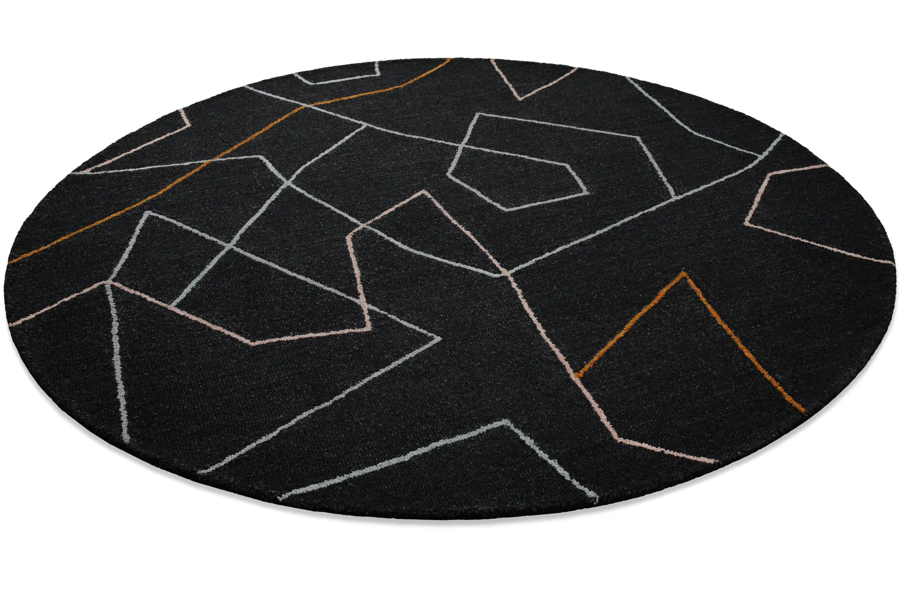 Kurzflorteppich Rund Anthrazit aus Schurwolle "Nox" WECONhome