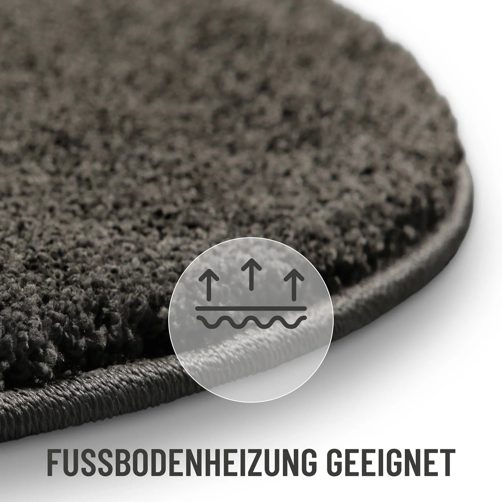 Kurzflorteppich Rund Anthrazit "Nova" WECONhome Basics