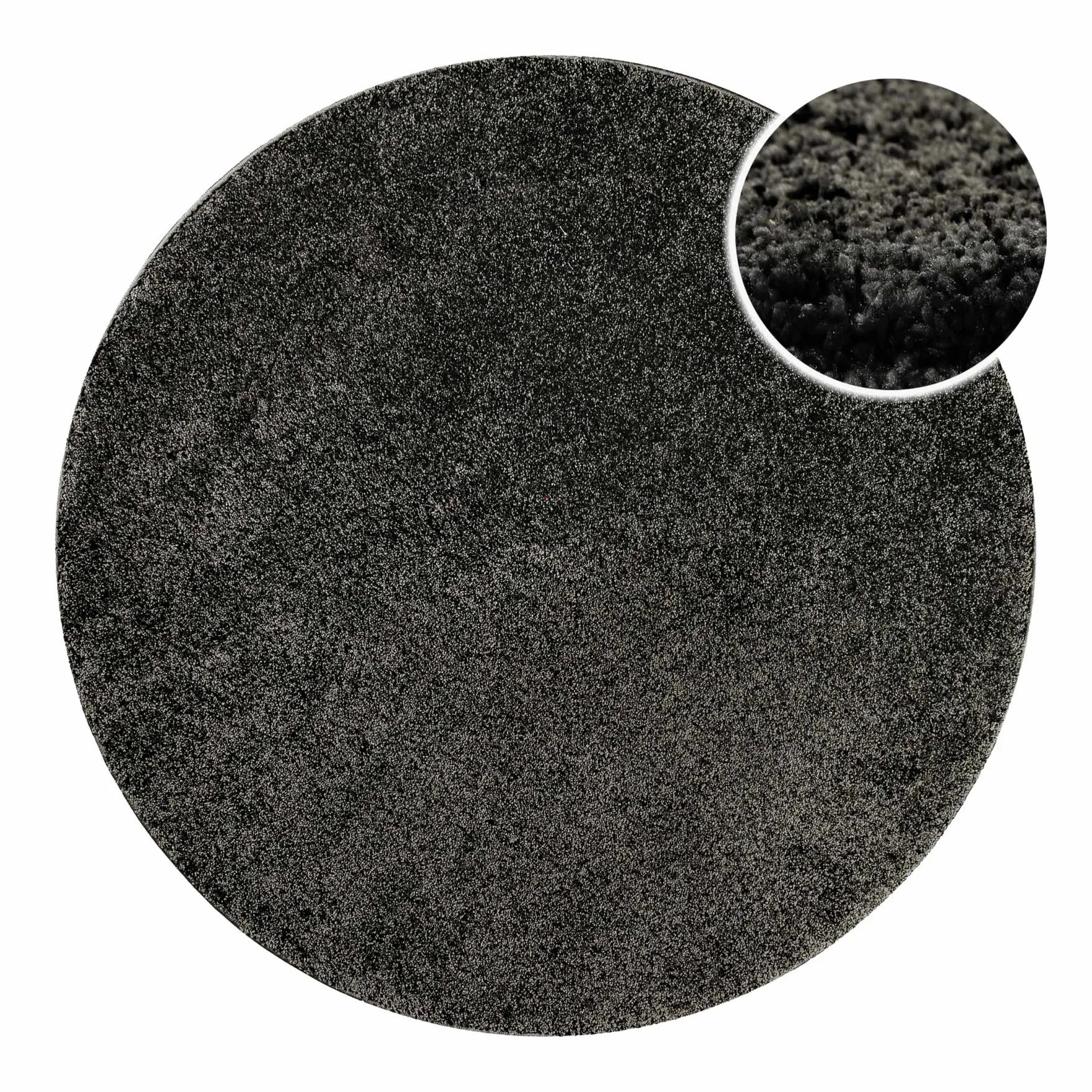 Kurzflorteppich Rund Anthrazit "Nova" WECONhome Basics