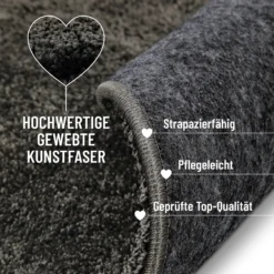 Kurzflorteppich Rund Anthrazit
