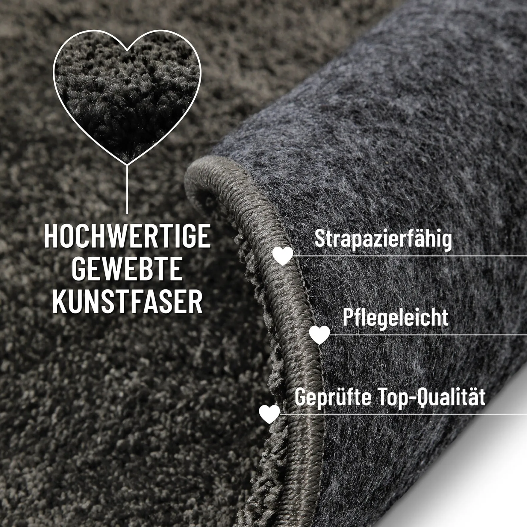 Kurzflorteppich Rund Anthrazit "Nova" WECONhome Basics