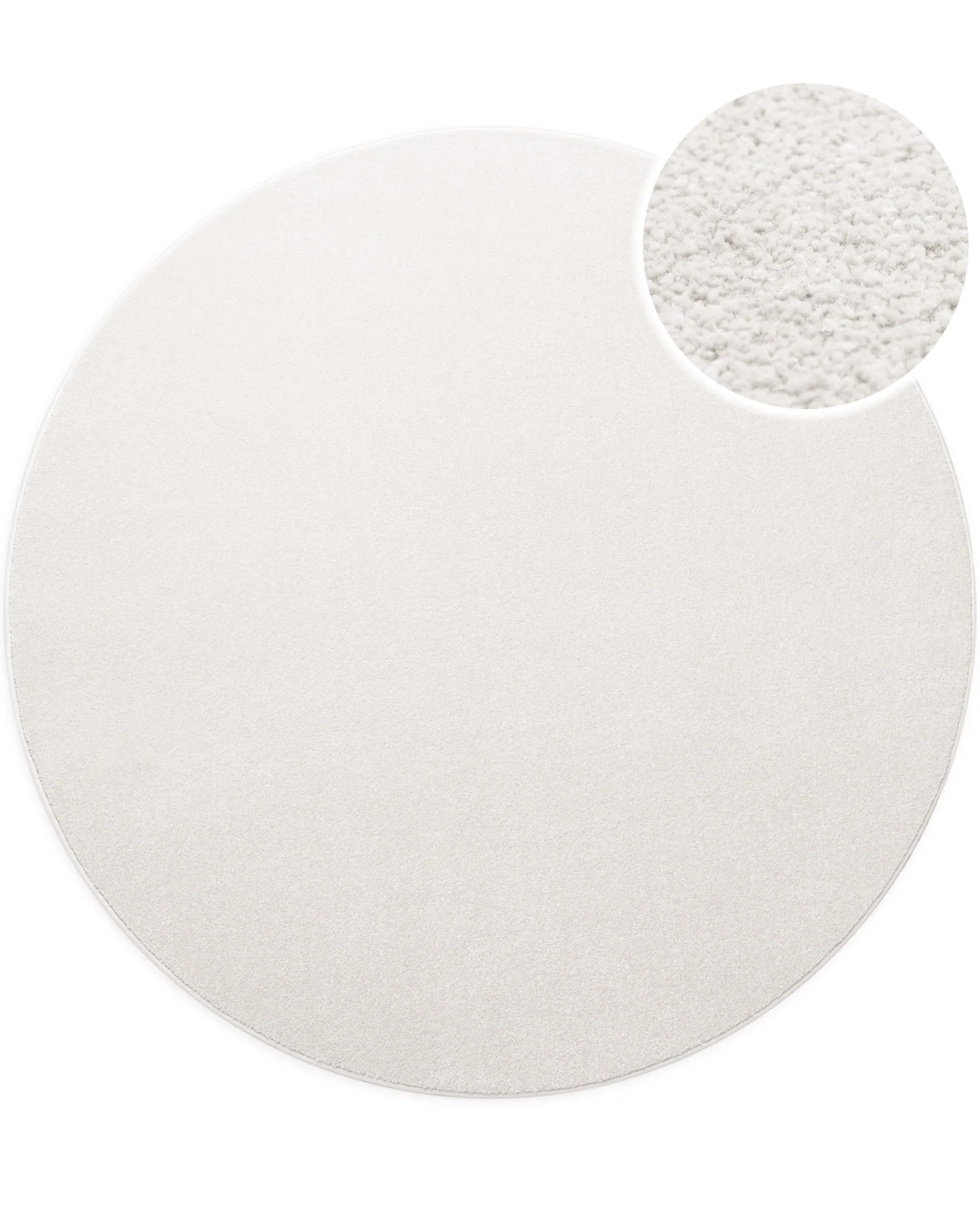 Kurzflorteppich Rund Creme Weiß "Montepulciano" Homie Living