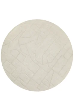 Kurzflor Teppich Rund Creme Weiß 