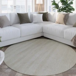 Kurzflor Teppich Rund Creme Weiß "Hamptons TWENTYSEVEN" WECONhome