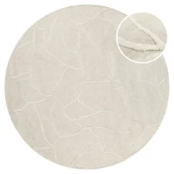 Kurzflor Teppich Rund Creme Weiß "Hamptons TWENTYSIX" WECONhome