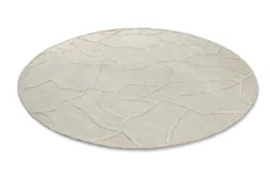 Kurzflor Teppich Rund Creme Weiß