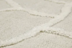 Kurzflor Teppich Rund Creme Weiß