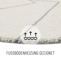 Kurzflorteppich Rund Creme Weiß aus Schurwolle "Nox" WECONhome