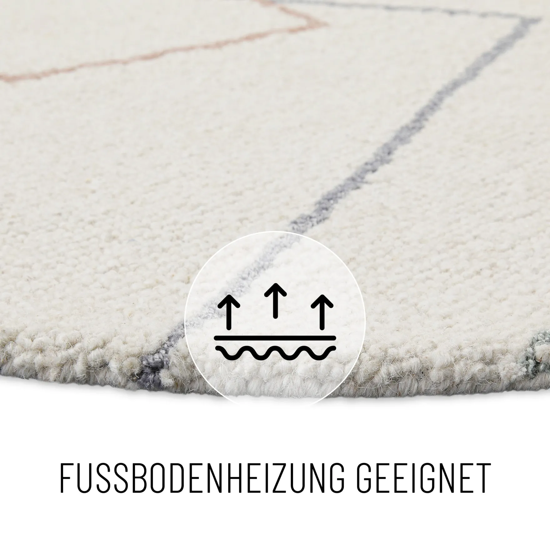 Kurzflorteppich Rund Creme Weiß aus Schurwolle "Nox" WECONhome