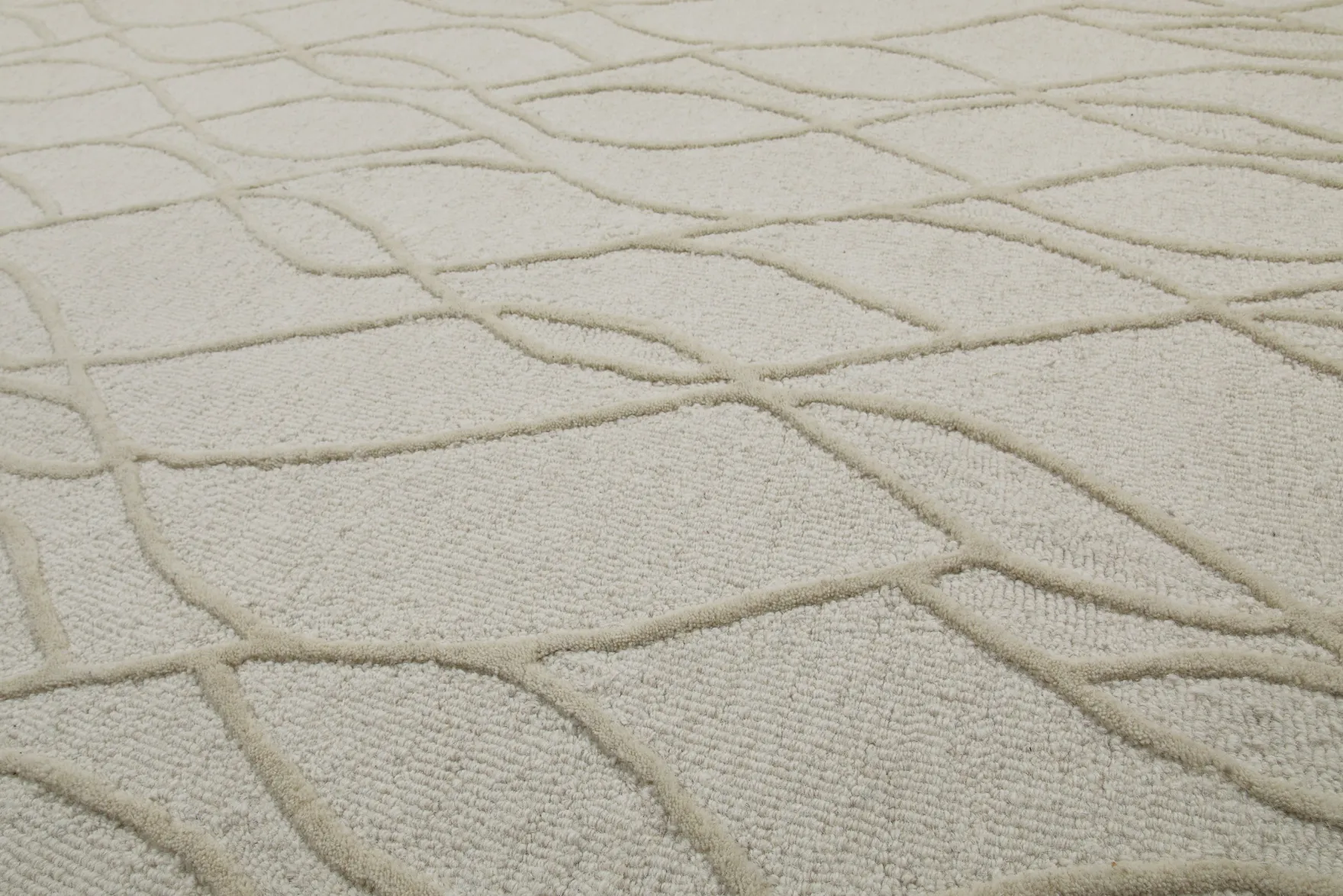 Kurzflor Teppich Rund Creme Weiß aus Schurwolle "Hamptons TWENTYTHREE" WECONhome