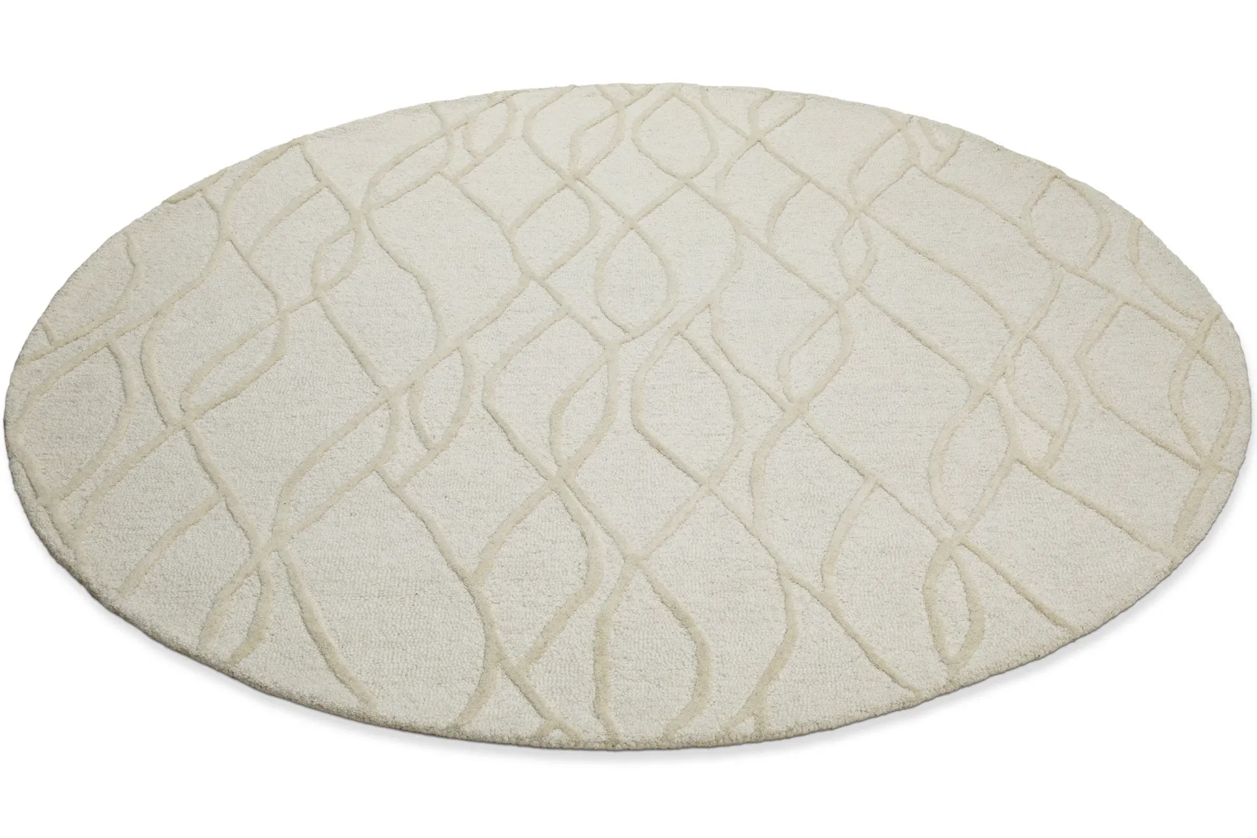 Kurzflor Teppich Rund Creme Weiß aus Schurwolle "Hamptons TWENTYTHREE" WECONhome