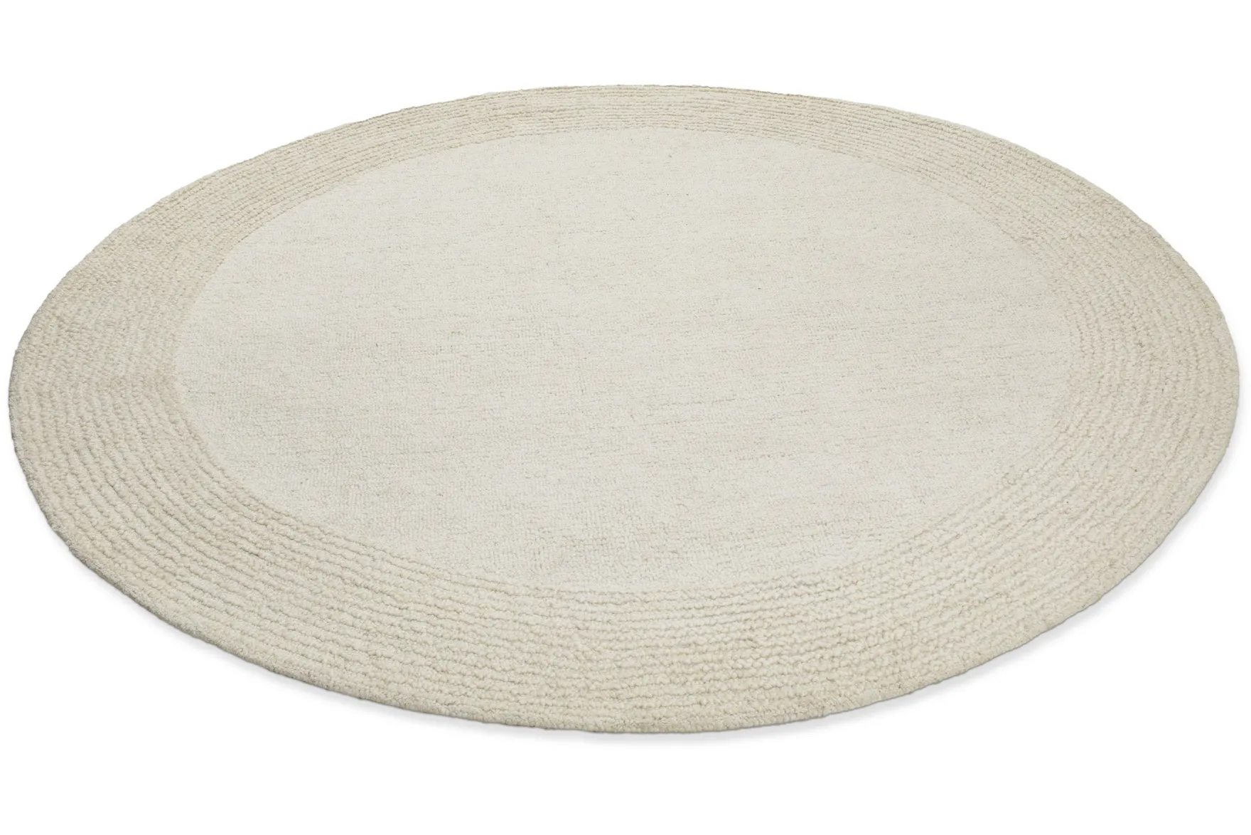 Kurzflor Teppich Rund Creme Weiß aus Schurwolle "Hamptons TWENTYONE" WECONhome