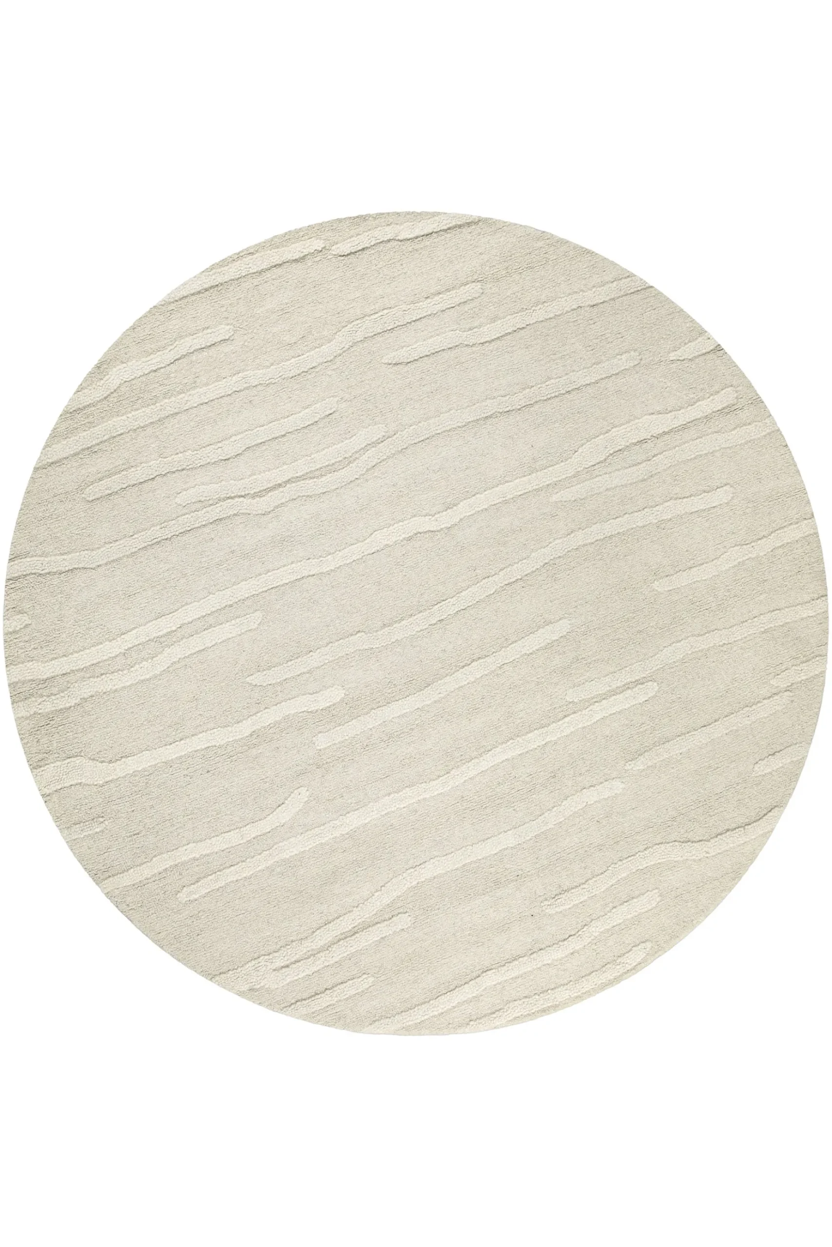 Kurzflor Teppich Rund Creme Weiß aus Schurwolle "Hamptons TWENTY" WECONhome