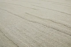 Kurzflor Teppich Rund Creme Weiß aus Schurwolle