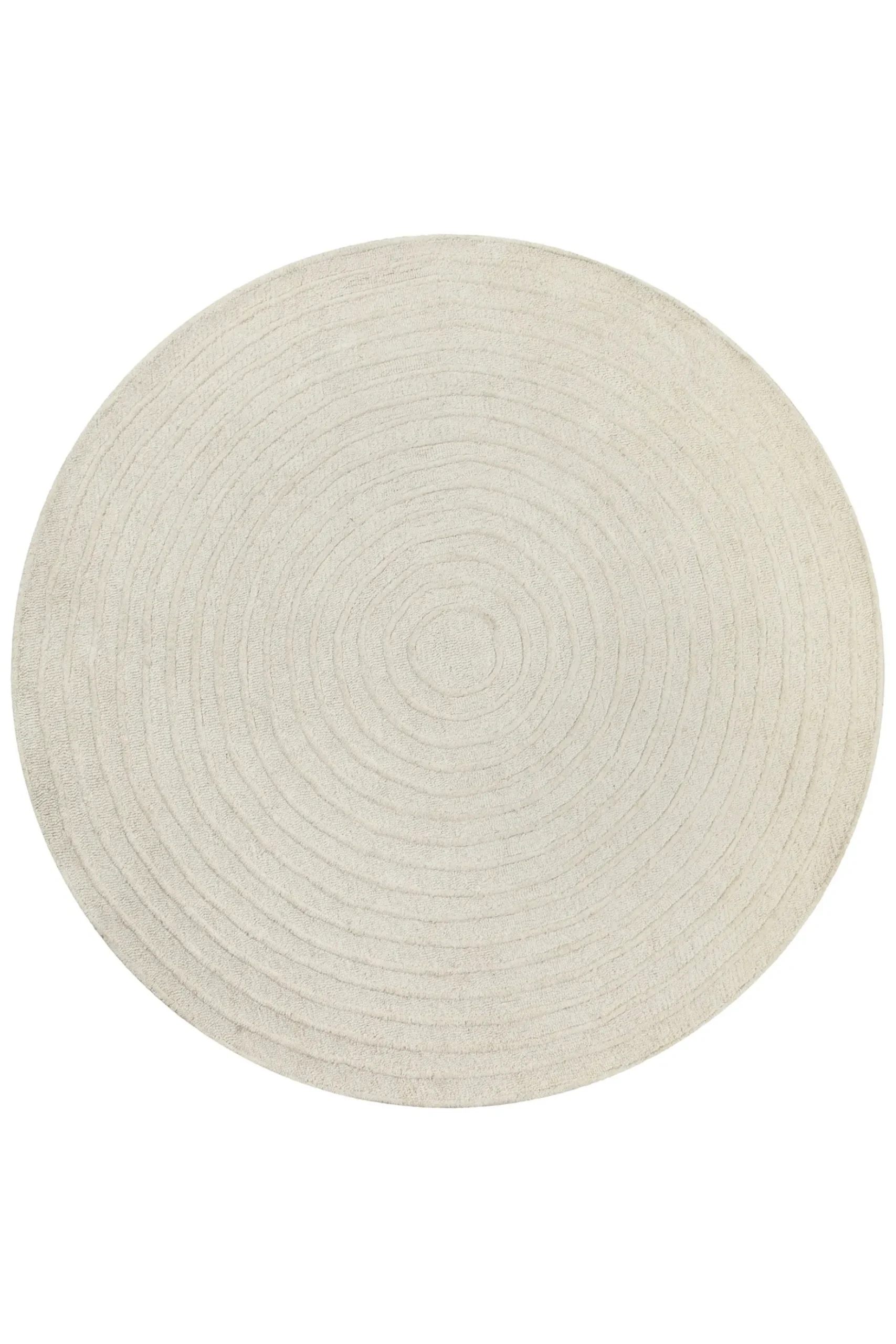 Kurzflor Teppich Rund Creme Weiß aus Schurwolle "Hamptons NINETEEN" WECONhome