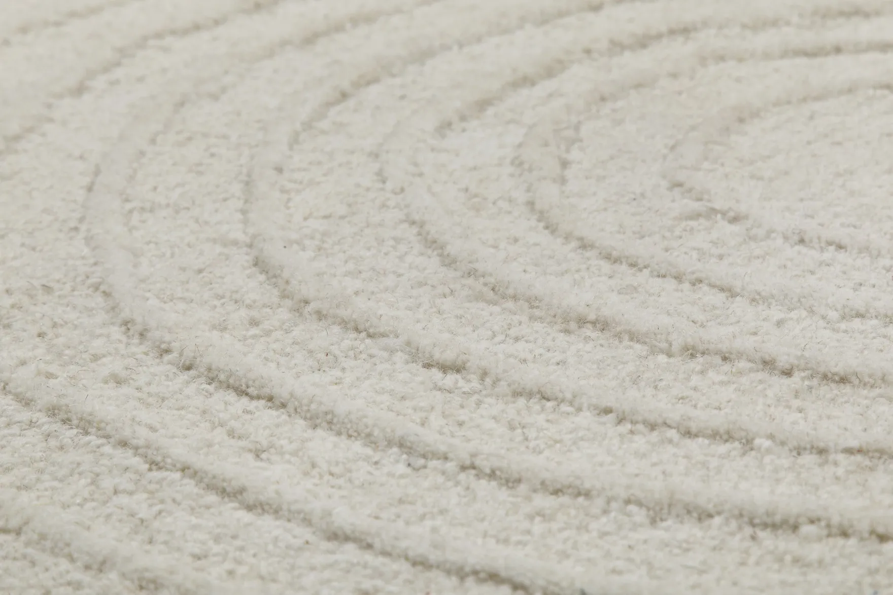 Kurzflor Teppich Rund Creme Weiß aus Schurwolle "Hamptons NINETEEN" WECONhome