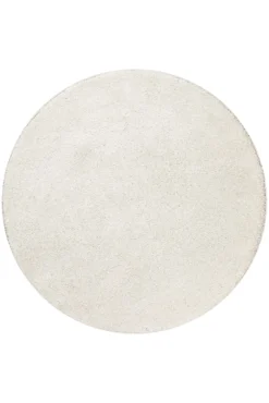 Kurzflorteppich Rund Creme Weiß 