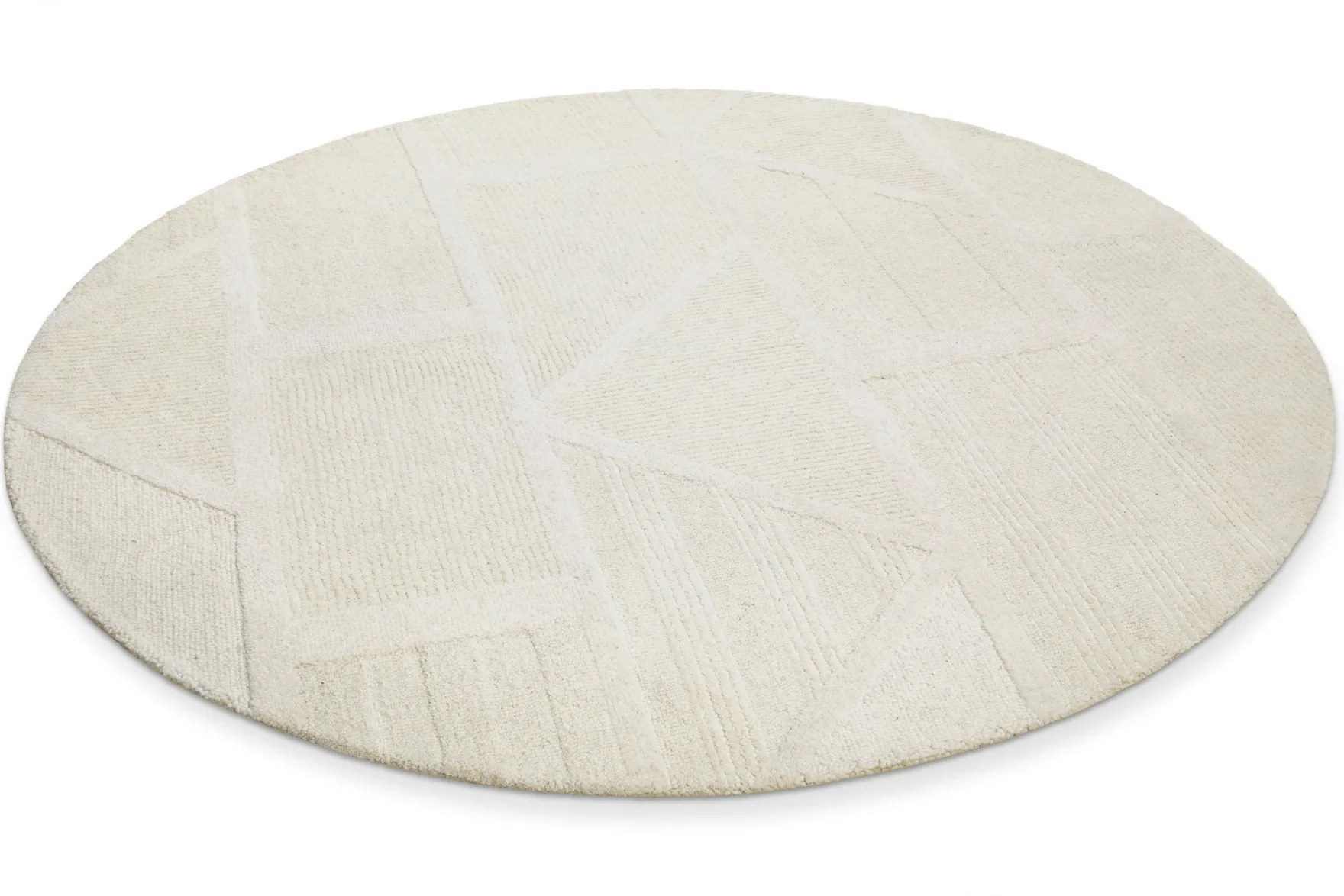 Kurzflor Teppich Rund Creme Weiß aus Schurwolle "Hamptons FIFTEEN" WECONhome