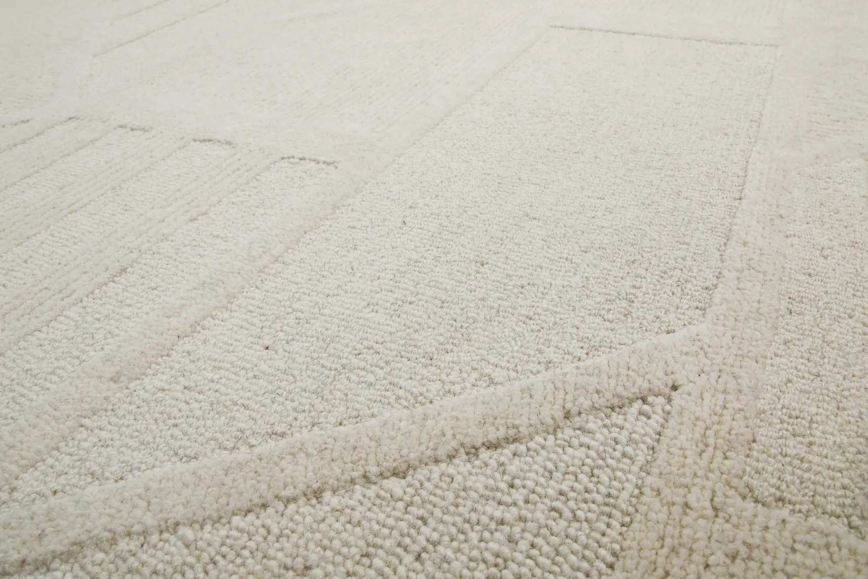 Kurzflor Teppich Rund Creme Weiß aus Schurwolle "Hamptons FIFTEEN" WECONhome