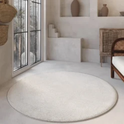 Kurzflorteppich Rund Creme Weiß "Nova" WECONhome Basics