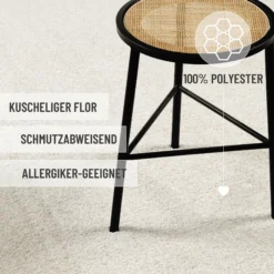 Kurzflorteppich Rund Creme Weiß