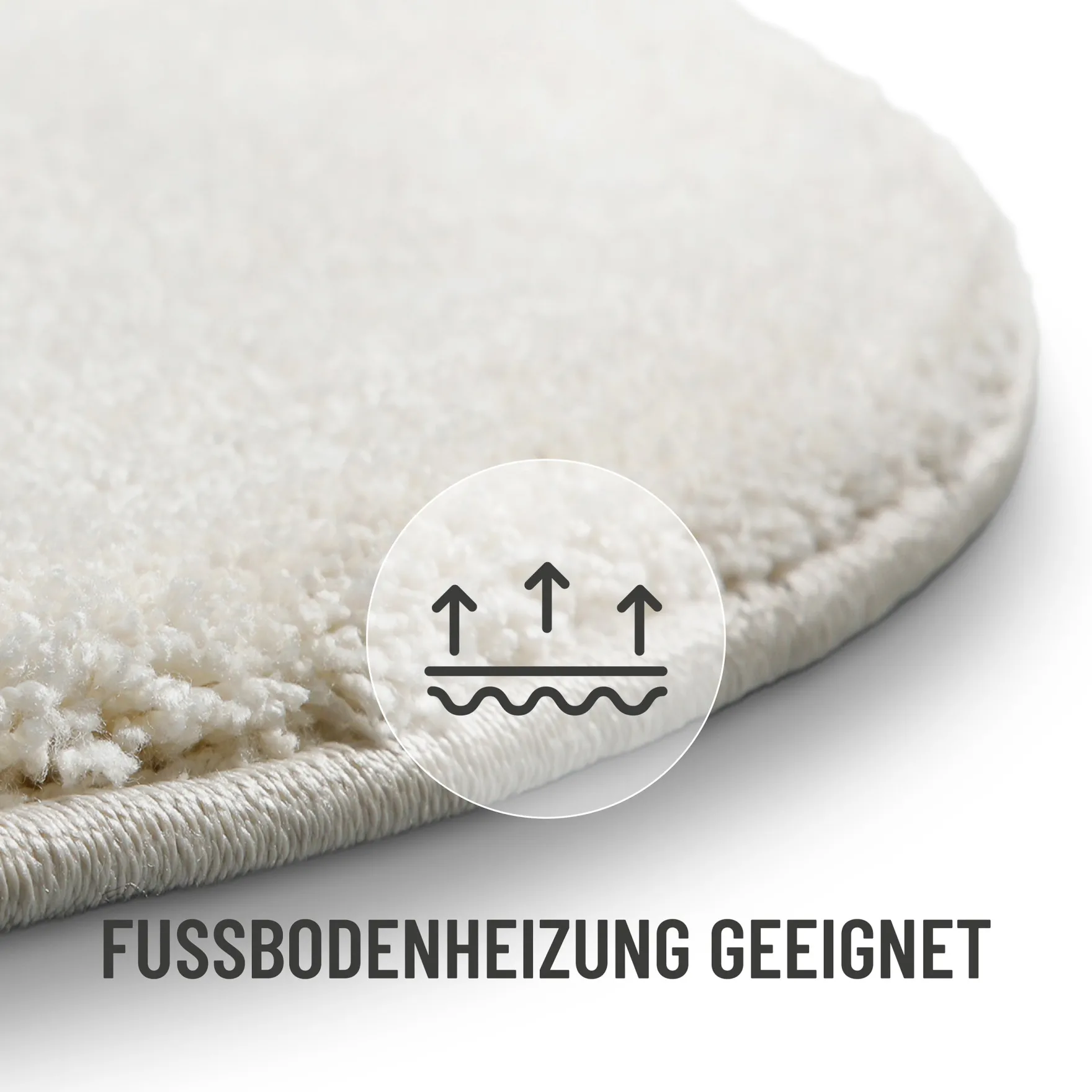 Kurzflorteppich Rund Creme Weiß "Nova" WECONhome Basics