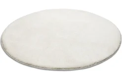 Kurzflorteppich Rund Creme Weiß