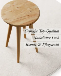Kurzflorteppich Rund Creme Weiß 