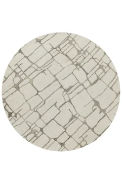 Kurzflor Teppich Rund Creme Weiß aus Schurwolle "Hamptons TWELVE" WECONhome