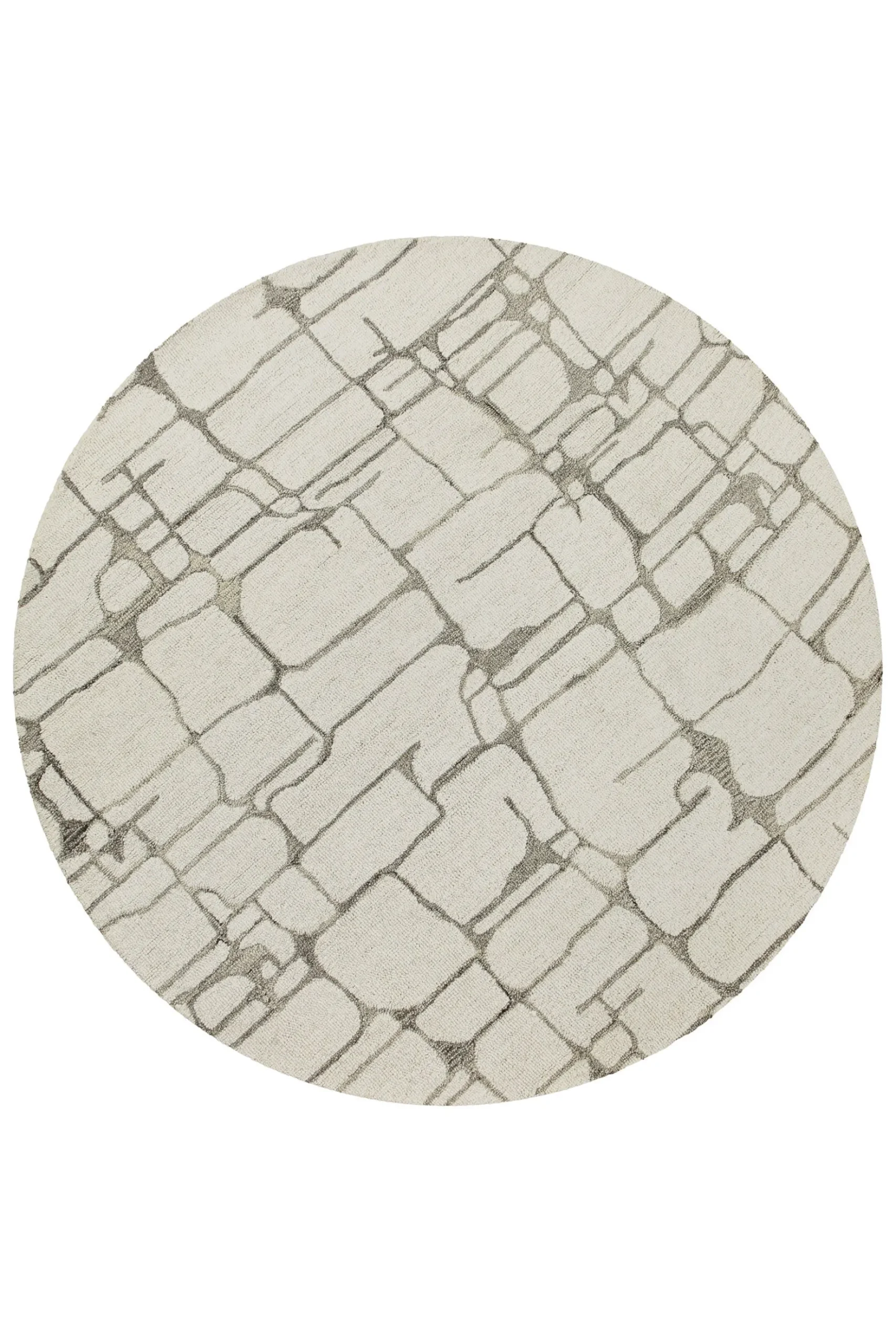 Kurzflor Teppich Rund Creme Weiß aus Schurwolle "Hamptons TWELVE" WECONhome