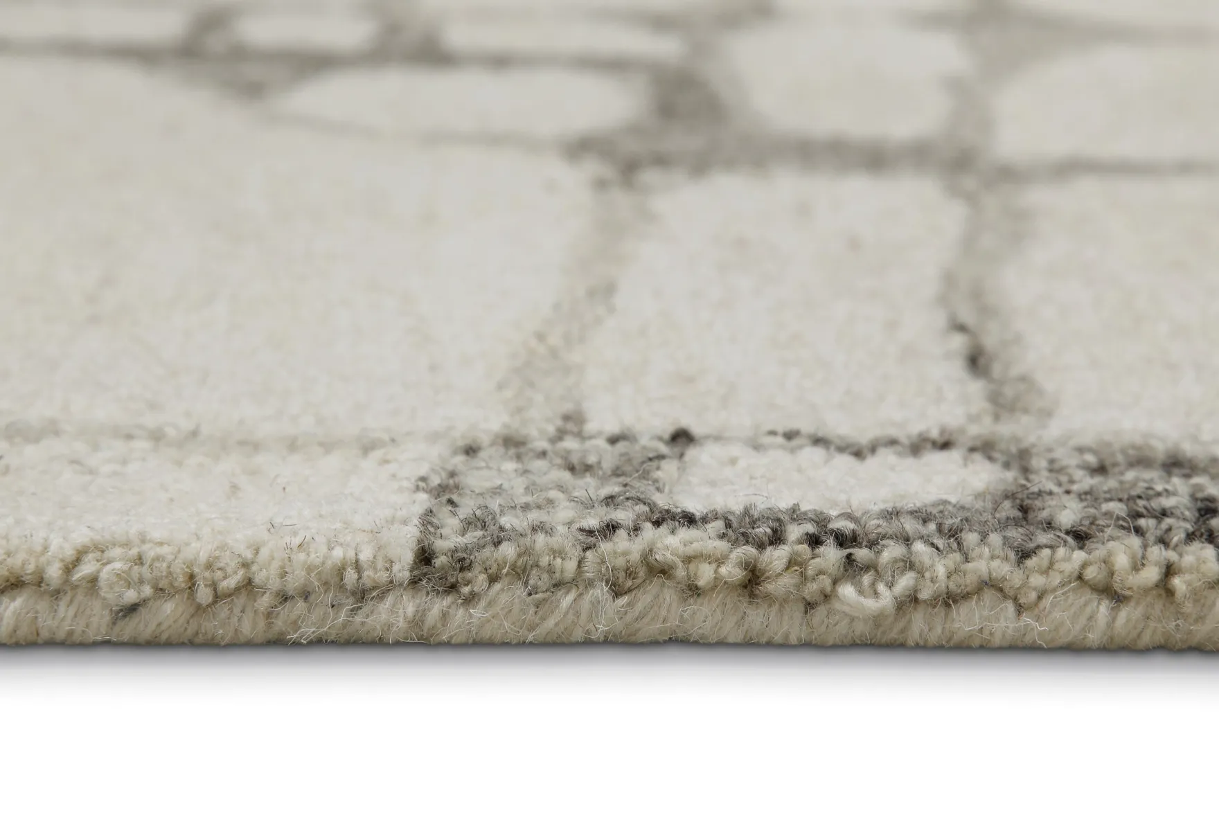 Kurzflor Teppich Rund Creme Weiß aus Schurwolle "Hamptons TWELVE" WECONhome
