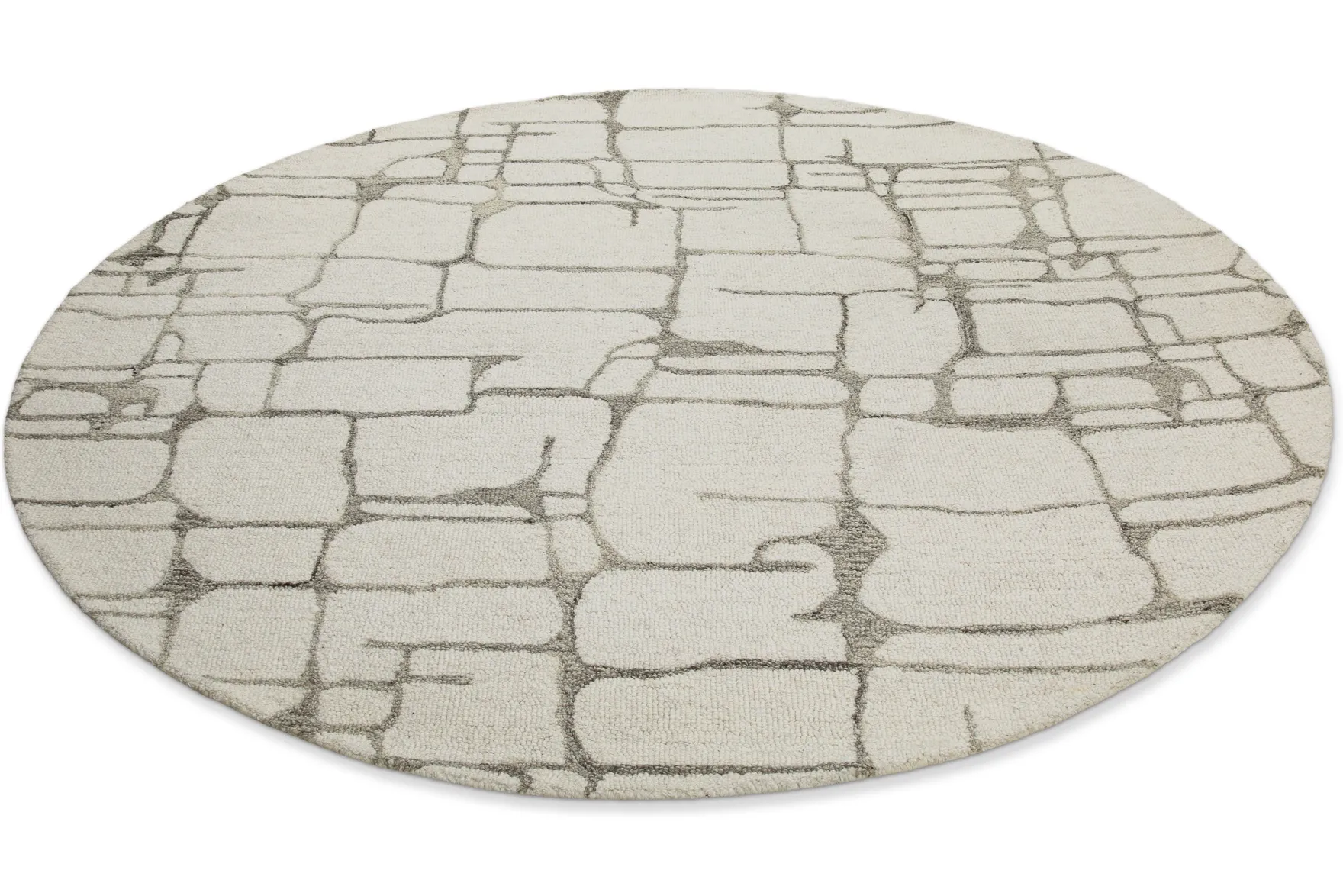 Kurzflor Teppich Rund Creme Weiß aus Schurwolle "Hamptons TWELVE" WECONhome