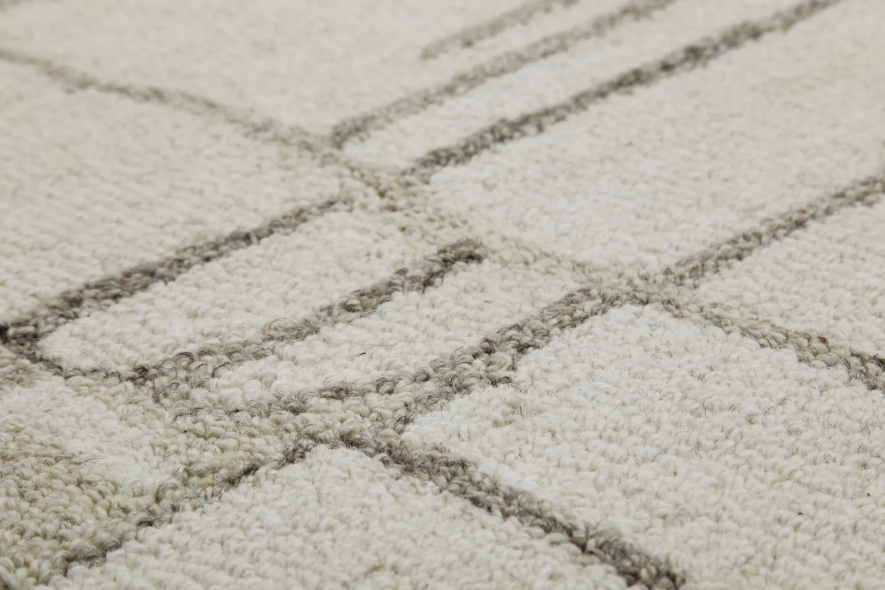 Kurzflor Teppich Rund Creme Weiß aus Schurwolle "Hamptons TWELVE" WECONhome