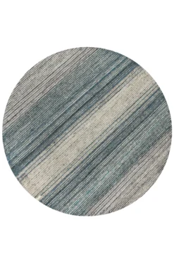 Kurzflor Teppich Rund Grau Blau meliert